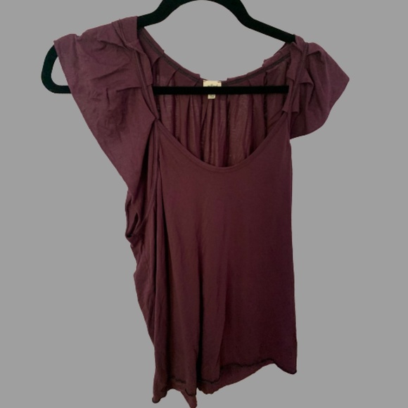 Aritzia Wilfred Purple T-shirt with Ruffle Detail - Picture 1 of 2